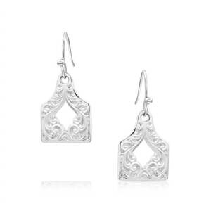 NEW MONTANA SILVERSMITHS women's out west cow tag earrings in silver
